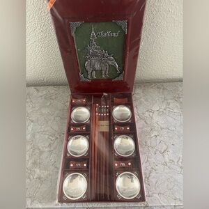 Thai Wooden Chopsticks Set with Elephant Design – 8 Unused